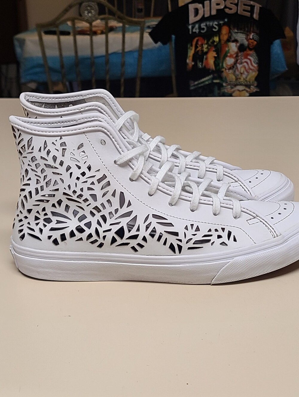Vans SK8 Hi Leather Decon floral cut out casual skateboard sneakers size 7 1/2 - Picture 7 of 9